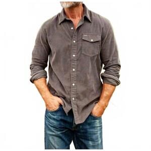 NEW CRIQUET corduroy pearl snap top in charcoal